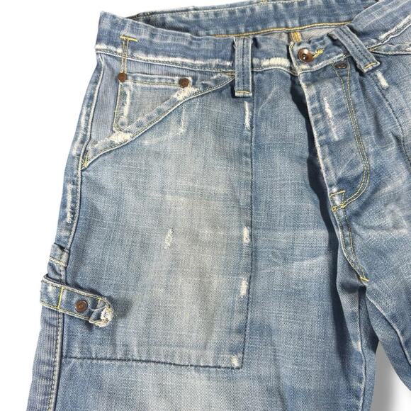 RARE Jack & Jones Forza Broken Green Jeans Sz 33 Baggy Vintage Y2K Carpenter - Picture 5 of 11